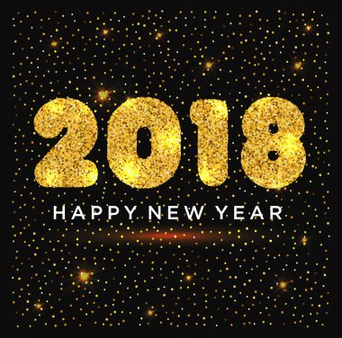 Mutlu yeni yıl çizim altın parlıyor.