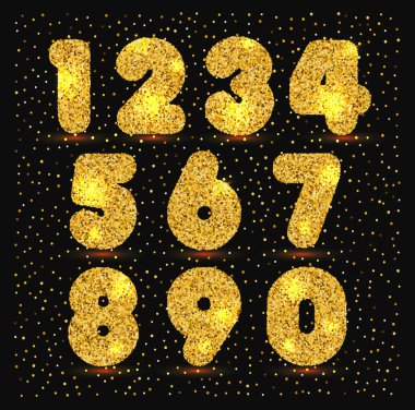 Altın metalik dokusu ile sayılar kümesi.