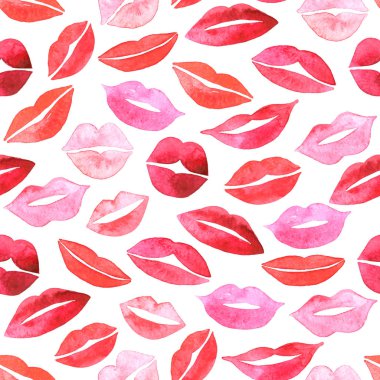 Suluboya dudaklar seamless modeli.