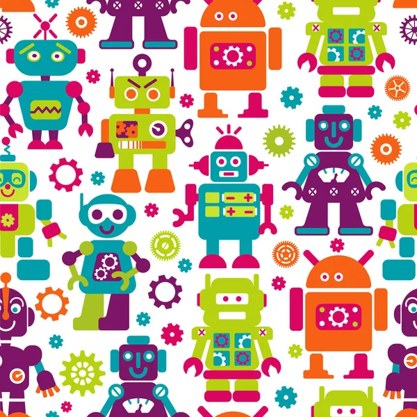 Robotrs couleur motif sans couture — Image vectorielle