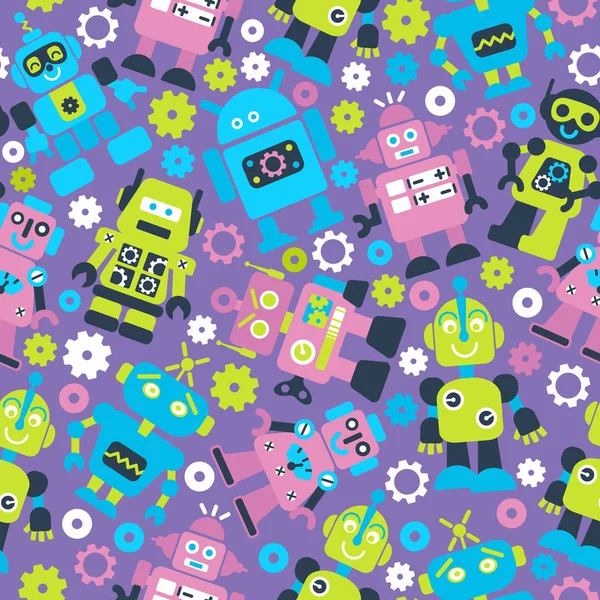 Robotrs color seamless pattern — Stock Vector