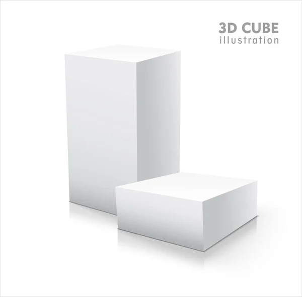 Deux cubes 3D isolés sur fond blanc — Image vectorielle