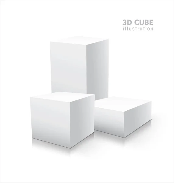 Trois cubes 3D vectoriels isolés sur fond blanc — Image vectorielle