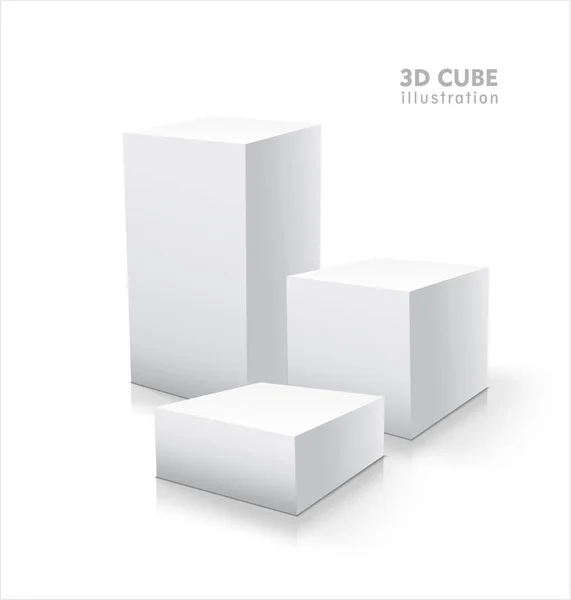 白い背景に分離された 3 d のキューブ 3 個のベクトルします。 — ストックベクタ