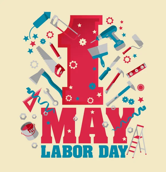 1 May Labour Day Poster or Banner. Vector Illustration — Stock Vector