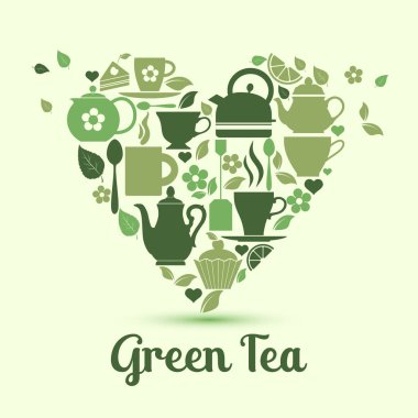 Vector illustration I love green tea clipart