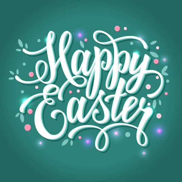 Feliz Pascua ilustración con texto de letras de mano — Vector de stock