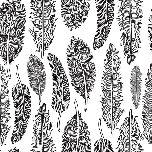 Seamless pattern of feathers .Vector illustration of tribal style. — Stock Vector