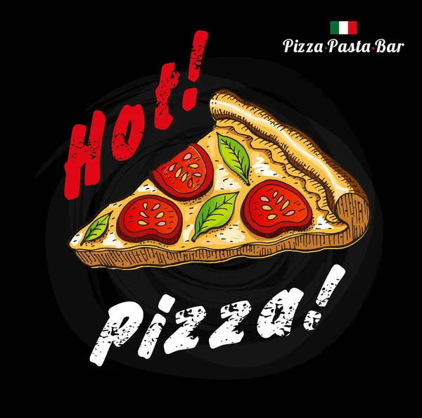 Pizza étlap illusztráció festett színes kréta. — Stock Vector