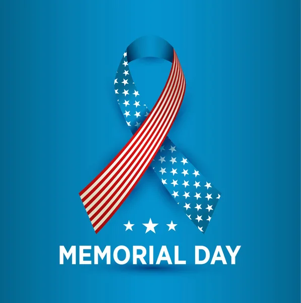 Vector Happy Memorial Day card. National american holiday illustration with ribbon. — Stock Vector