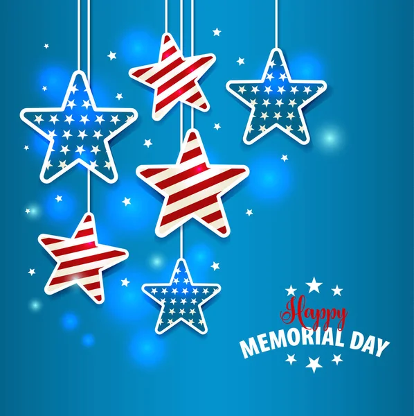 Memorial Day illustration with star in national flag colors — Stock Vector