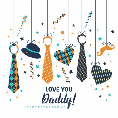 Happy Father s Day, holiday card with ties and accessories clipart