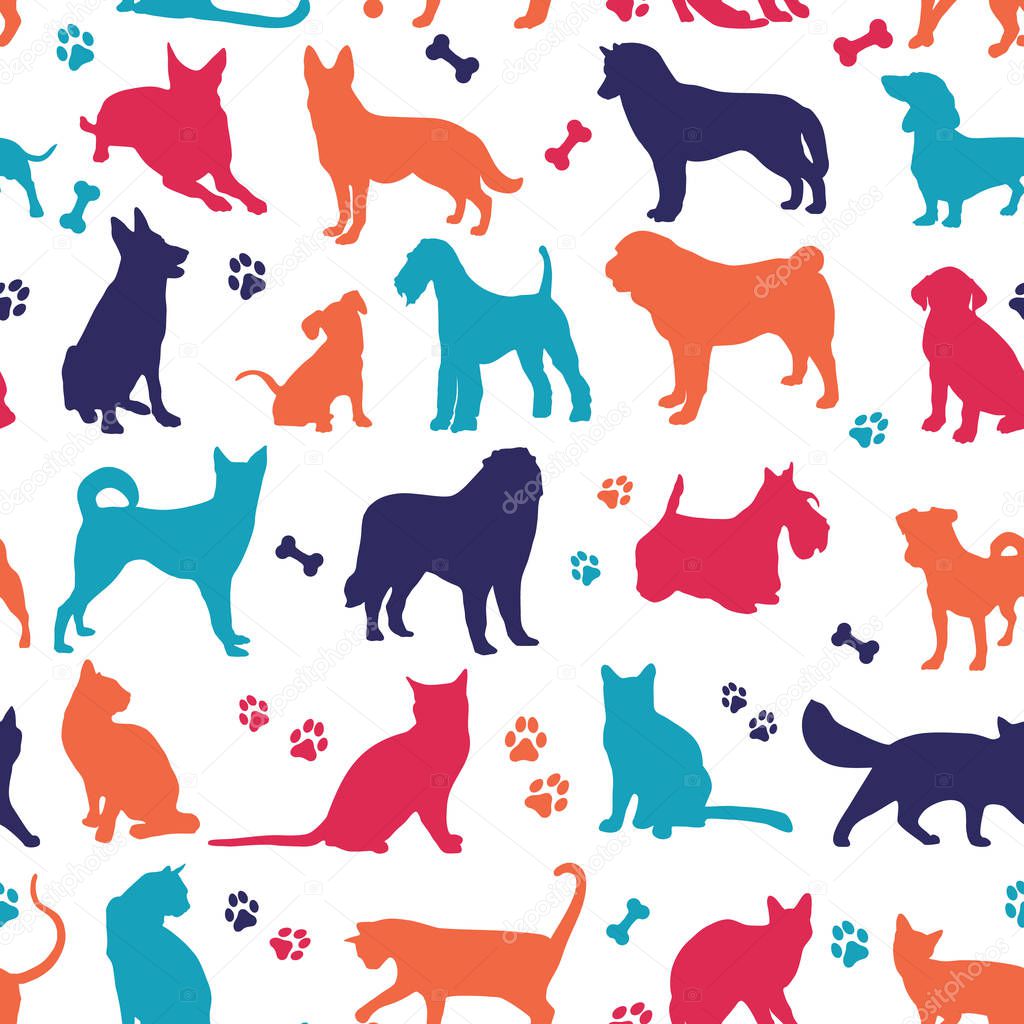 Seamless pattern of nicecolors cats background illustration