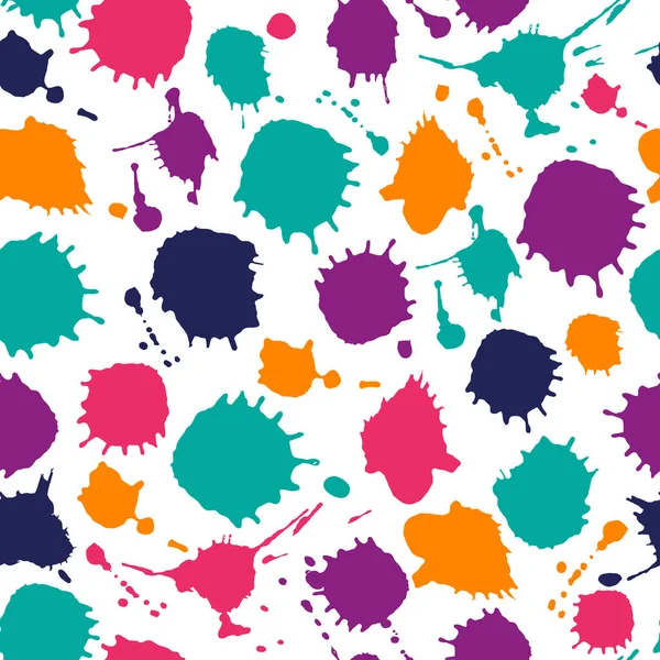 Helle Farbe nahtlose Muster von Hand gezeichneten Flecken. Vektorillustration für Holi-Indianerfest oder Farbenparty. — Stockvektor