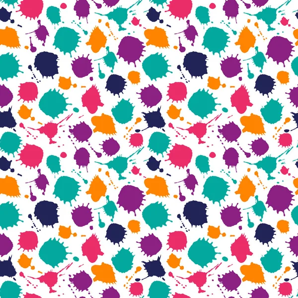 Bright color seamless pattern of hand drawn blots. Vector illustration for Holi Indian festival or for color party. — Stock Vector