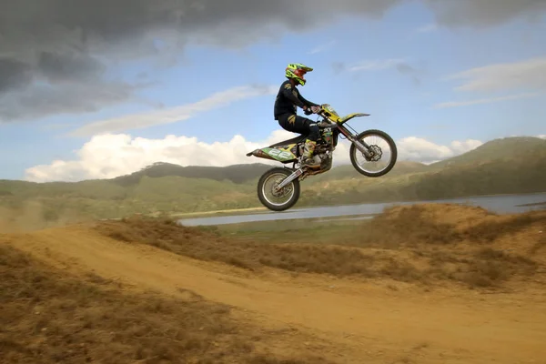 Enduro Bike Rider Jumping — Stock Photo, Image