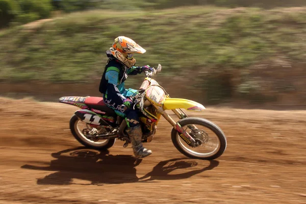 Motokros Motosiklet Sürücüsü Yüksek Hız — Stok fotoğraf