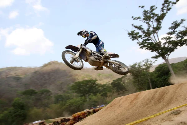 Enduro Bike Rider Jumping — Stock Photo, Image