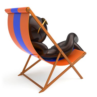 Plaj şezlong stilize güneş gözlüğü kişi ürpertici oturan adam