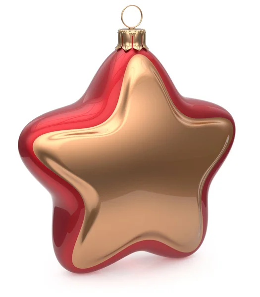 Kerst bal stervorm rood goud opknoping decoratie bauble — Stockfoto