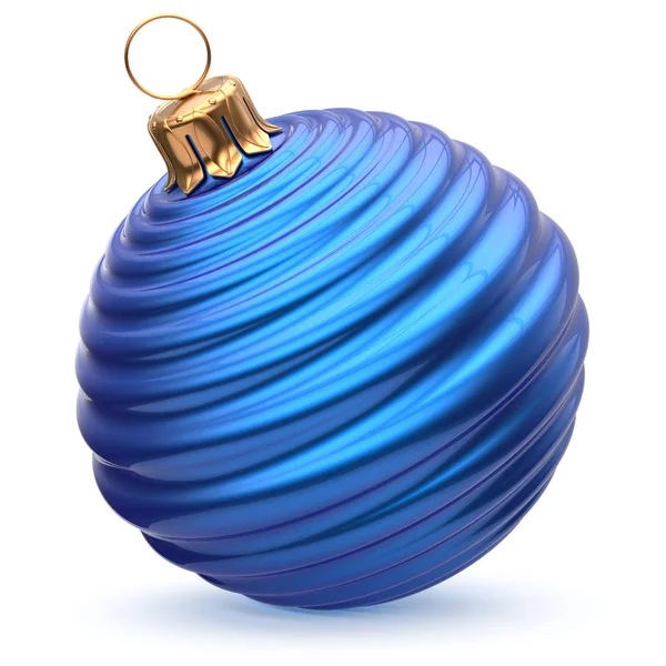 Bola de Natal véspera de Ano Novo decoração azul listrado bugiganga — Fotografia de Stock
