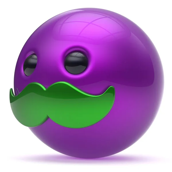 Mustache emoticon cartoon character smiley face cute avatar — Stock Photo, Image