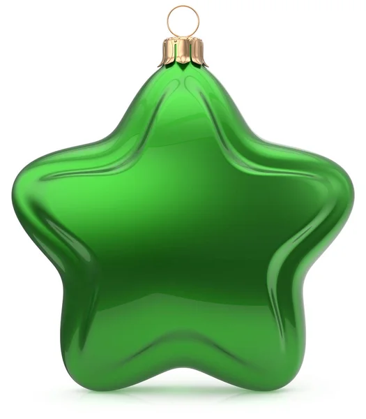 Christmas ball green star shaped hanging decoration bauble — Stock Photo, Image