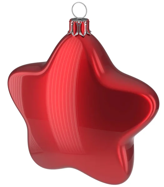 Christmas ball star shaped red hanging decoration bauble — Stock Photo, Image