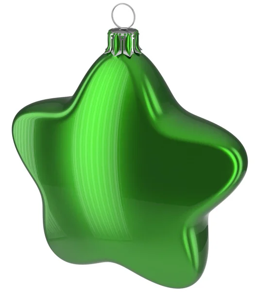 Bola de Navidad estrella en forma de adorno colgante verde bauble —  Fotos de Stock