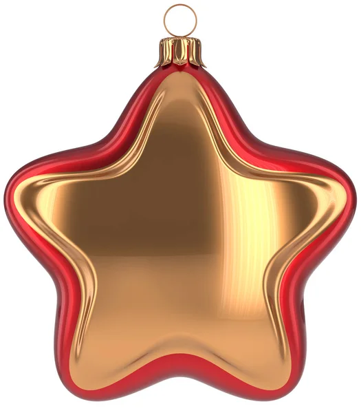 Bola de Natal estrela em forma de ouro vermelho decoração bugiganga — Fotografia de Stock