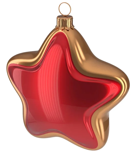 Weihnachtskugel rot golden sternförmig hängende Dekoration — Stockfoto