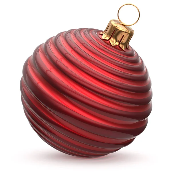 Χριστουγεννιάτικη μπάλα κόκκινη Πρωτοχρονιάς διακόσμηση ριγέ μπιχλιμπίδι — Φωτογραφία Αρχείου