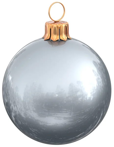 Kerst bal zilver wit New Year's Eve bauble decoratie — Stockfoto