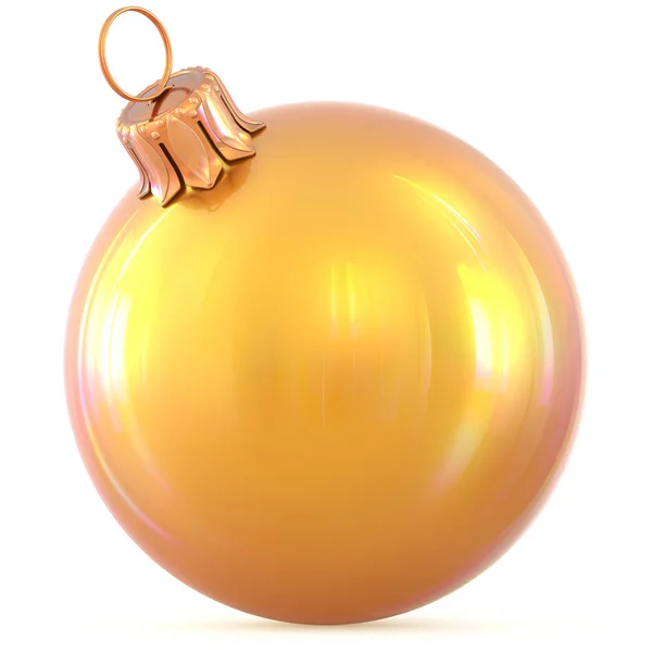 Christmas ball New Year's Eve decoration yellow shiny bauble — Stock Photo, Image