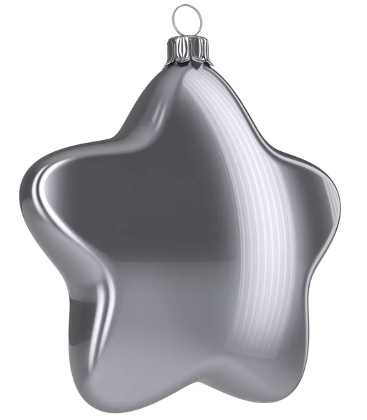 Silberne Weihnachtskugel sternförmige hängende Dekoration weiß — Stockfoto