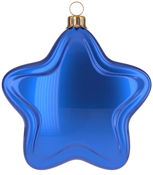 Vánoční koule hvězda ve tvaru modré dekorace Merry Xmas cetka — Stock fotografie