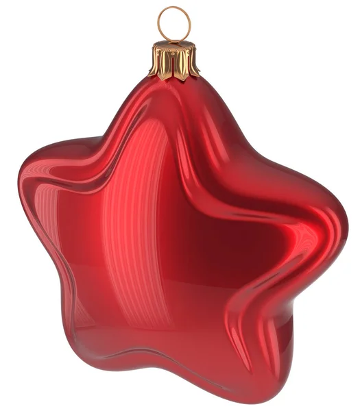 Bola de Natal estrela vermelha em forma de decoração pendurada adorno — Fotografia de Stock