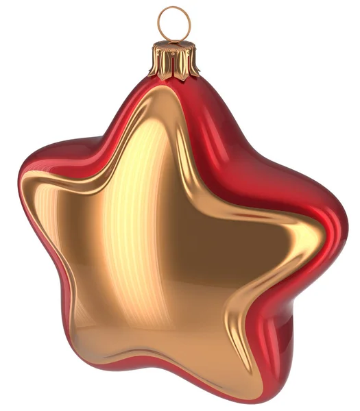 Kerst bal ster vormig Merry Xmas gouden rode decoratie — Stockfoto