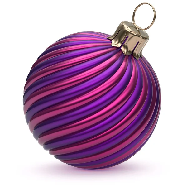 Bola de Navidad Año Nuevo decoración azul púrpura rayas —  Fotos de Stock