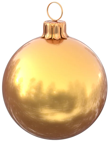 Golden Christmas ball New Years Eve bauble yellow luxury — Stock Photo, Image