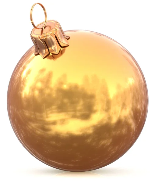Christmas ball bauble golden New Year's Eve decoration yellow — Stock Photo, Image