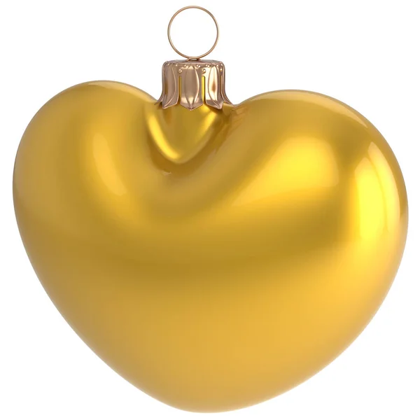 Pallina di Natale a forma di cuore giallo Capodanno bauble — Foto Stock