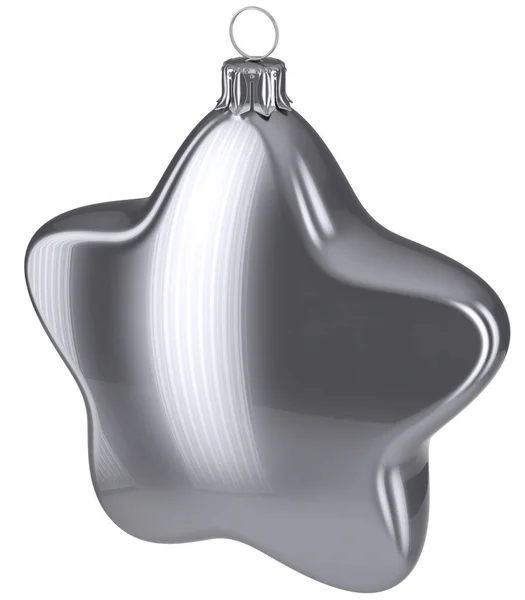 Palla di Natale stella a forma di argento bianco appeso decorazione — Foto Stock