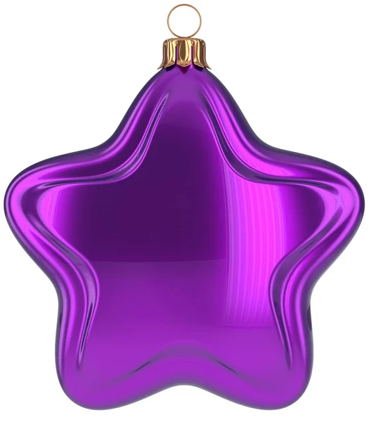 Bola de Natal roxo estrela em forma de decoração Xmas bugiganga — Fotografia de Stock