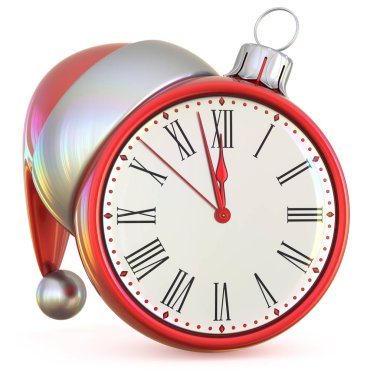 New Year's Eve saat gece yarısı son saat geri sayım saati kırmızı