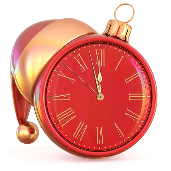 Orologio di Capodanno palla di Natale mezzanotte pressione dell'ora scorsa — Foto Stock