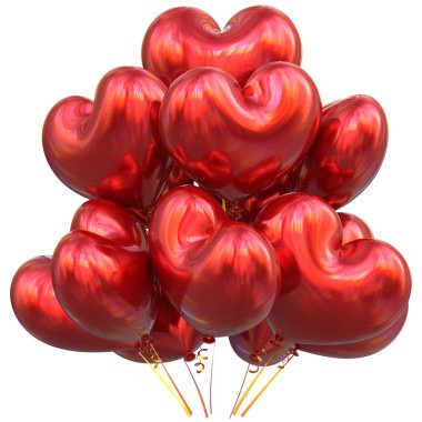 Kırmızı Parti balonları mutlu yıllar dekorasyon kalp şeklinde