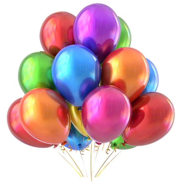 Balloons happy birthday party decoration colorful multicolored — Stock Photo, Image