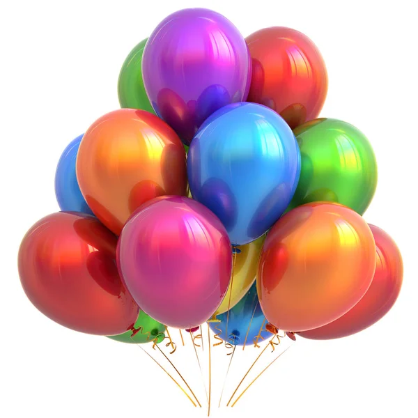 Parti mutlu yıllar dekorasyon renkli balonlar çok renkli — Stok fotoğraf