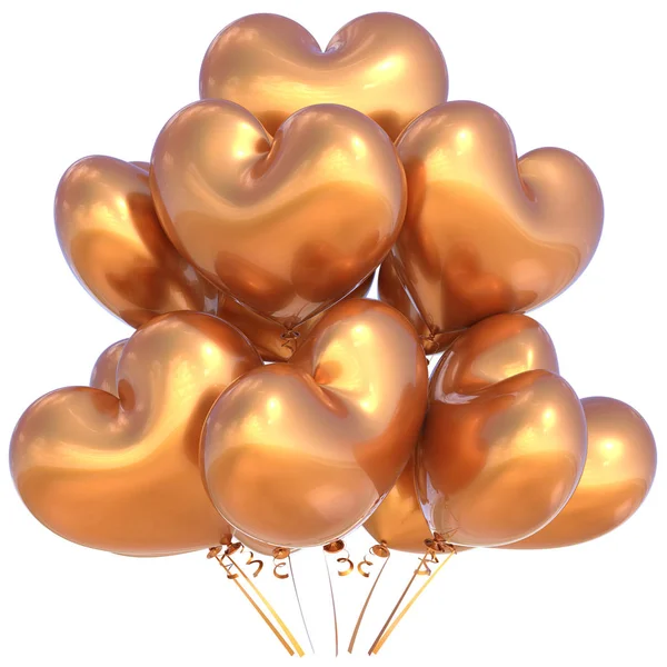 Globos de fiesta feliz cumpleaños decoración corazón en forma de oro — Foto de Stock